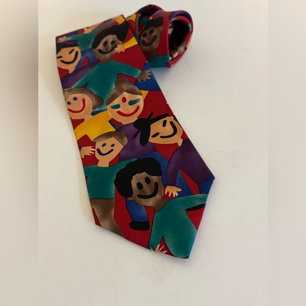 Colorful Men’s 100% Silk Tie Save the Children Global Theme Teacher Gift